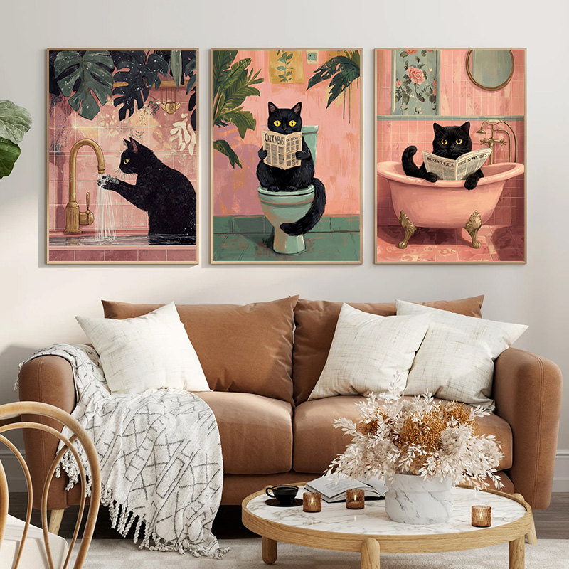 Resin Art And Deco - Забавный черный кот в ванной: алмазная