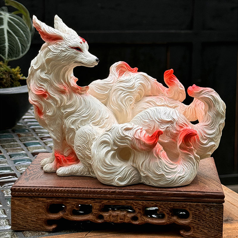 Resin Art Anniversary Gift - Статуэтка Девятихвостой лисы для буддийского храма,