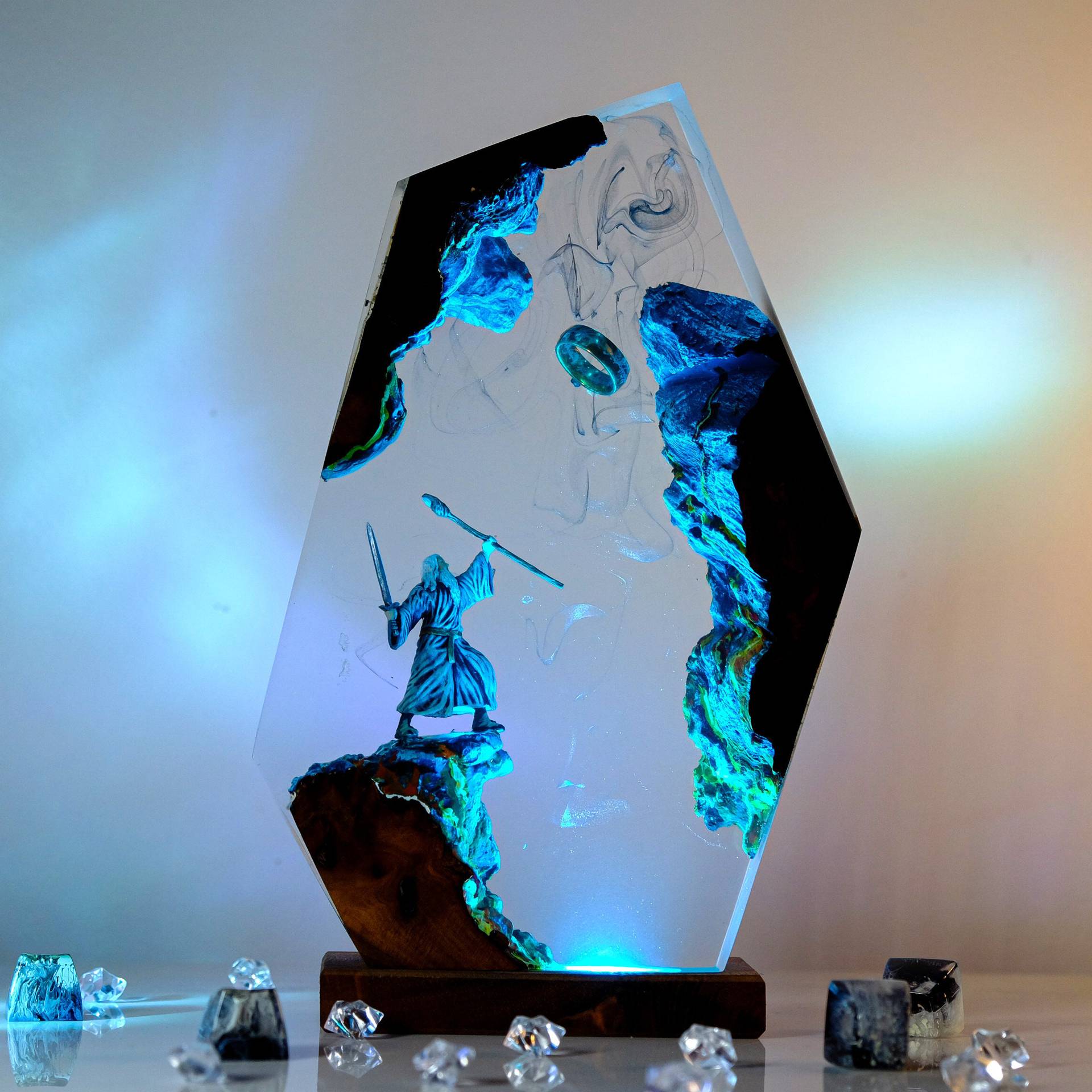 Resin Art Anime - Настольная лампа-фигурка из смолы «Волшебное кольцо»